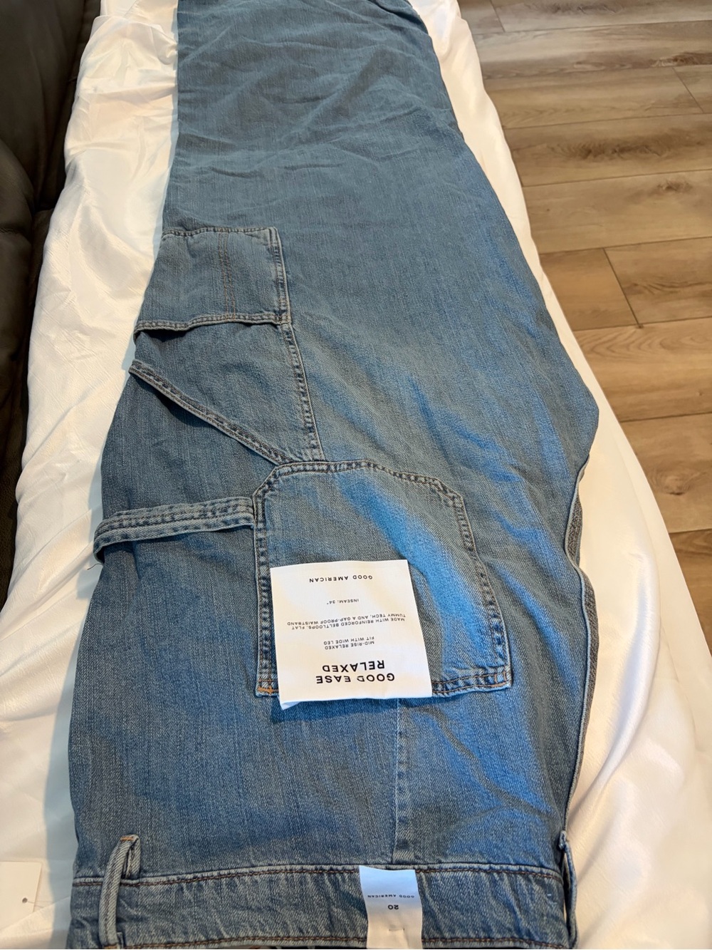 Good American Light Blue Patchwork Wide Leg Jeans - Picture 5 of 8